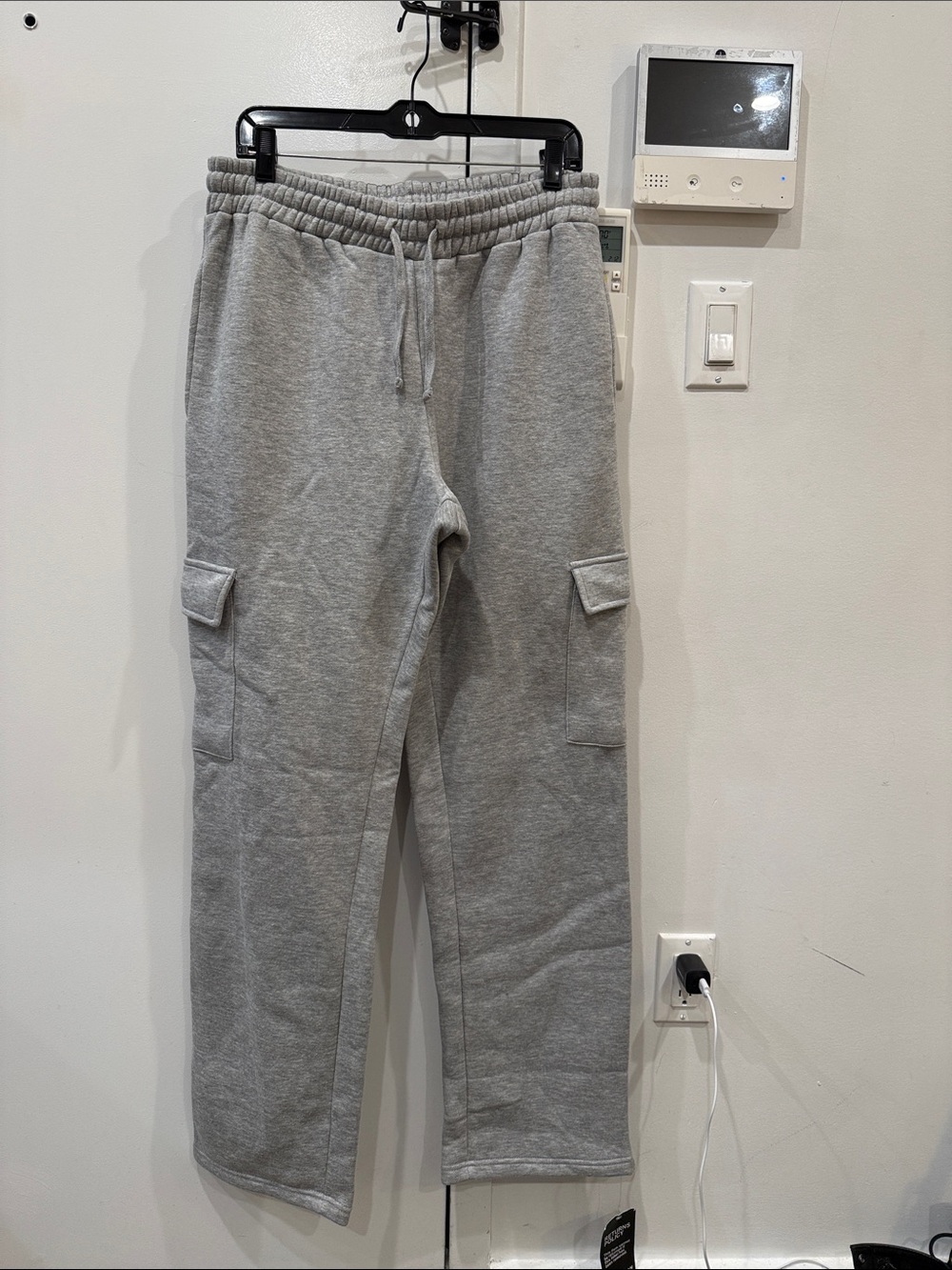Boohoo Mens Grey Cargo Joggers with Drawstring Waist